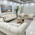 مبل کلاسیک روما ۸ نفره رنگ کرمی استخوانی