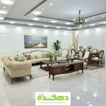 مبل کلاسیک کویین ابزاری ۸ نفره رنگ کرم با طراحی جذاب